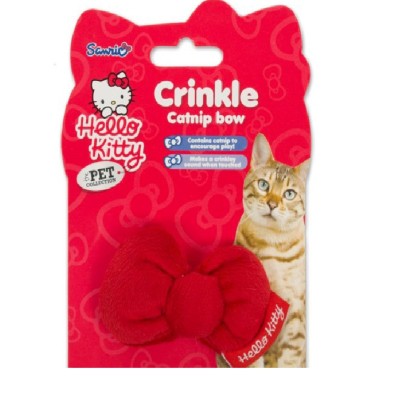 Pet Brands Hello Kitty Crinkle Catnip Bow Toy For Cat
